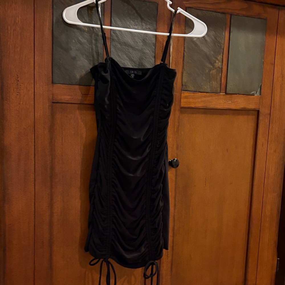 Iris Black Ruched Mini Dress